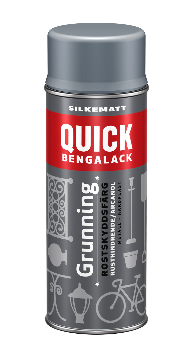 Quick Bengalack Metalgrunder Silkemat Spray, Grå - Malprivat.dk