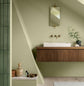 Badeværelse malet i farven Jotun 8596 Sunny Green med Lady Aqua Mat